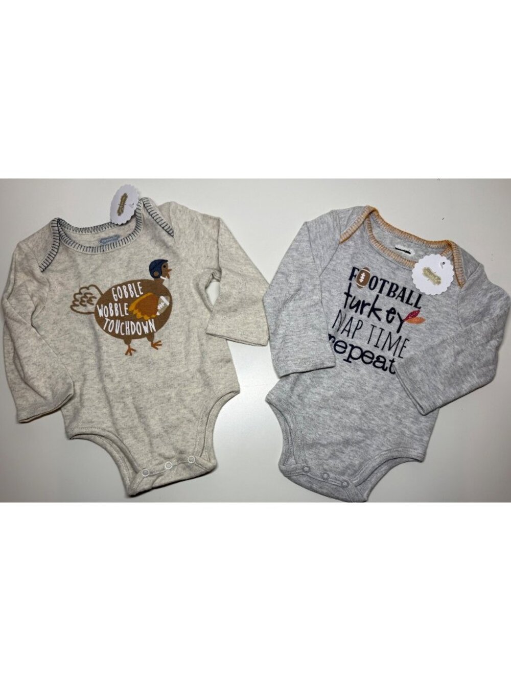 Mud Pie 3m 6m NWT Thanksgiving football Gobble bodysuits Bundle lot set of 2